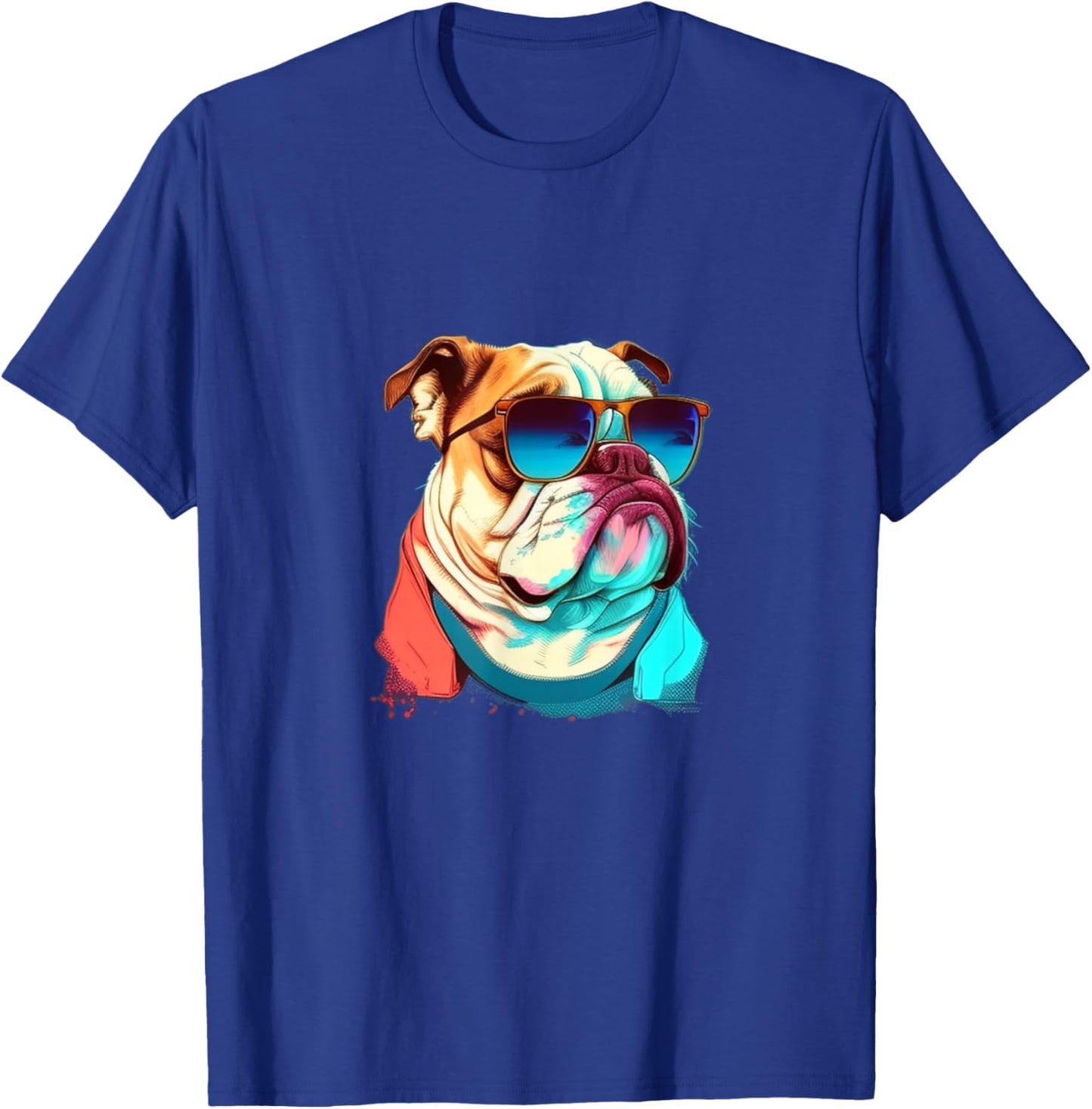 Funny English Bulldog with Sunglasses T-Shirt - T-Shirt | Royal