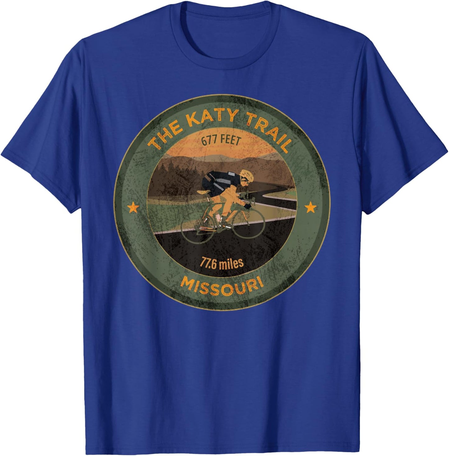 Vintage The Katy Trail State Park USA Missouri Retro Cycling T-Shirt - T-Shirt | Royal