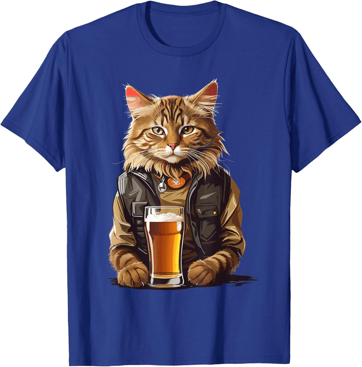 Cat Drinking Beer, Funny Beer Lovers Cat T-Shirt - T-Shirt | Royal
