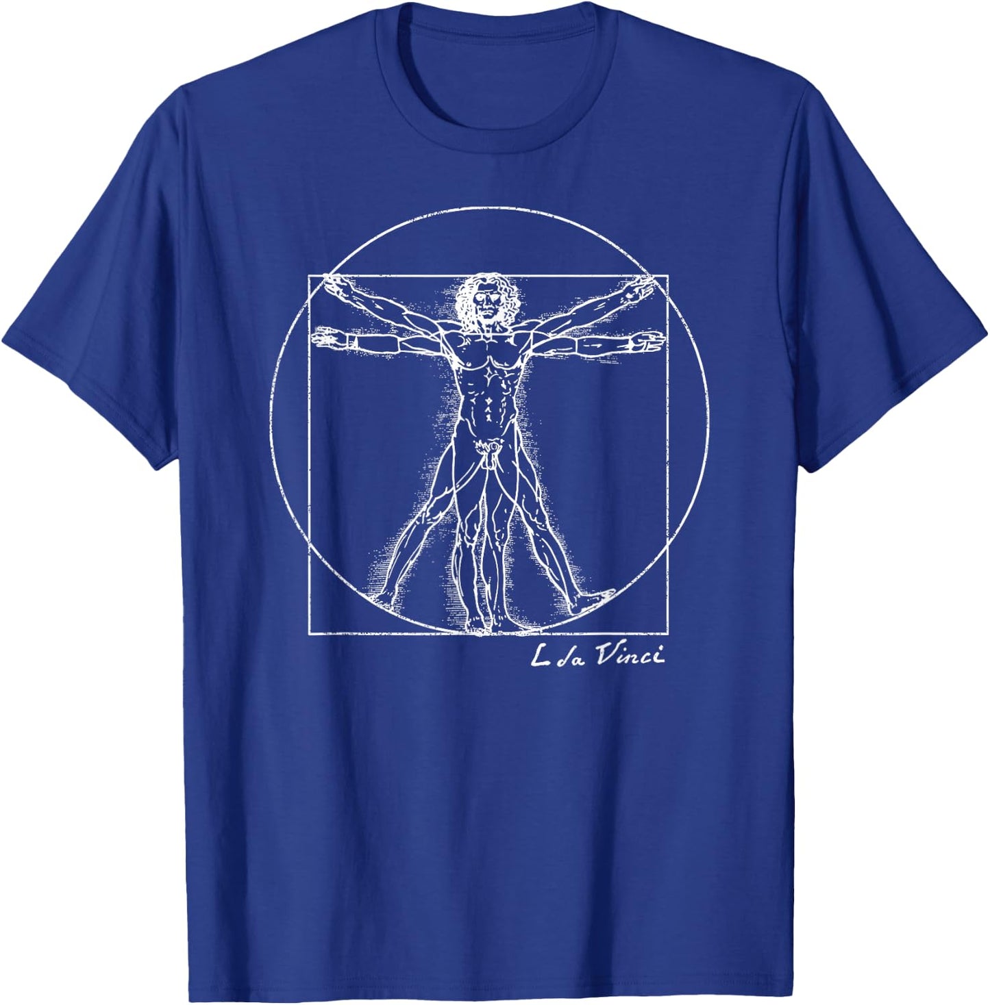 Vintage Vitruvian Man by Leonardo da Vinci Famous Artist T-Shirt - T-Shirt | Royal
