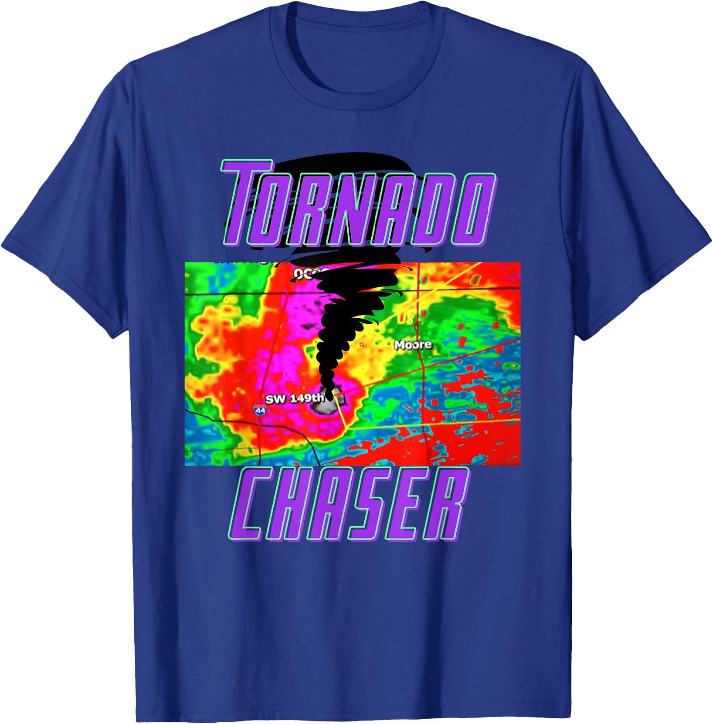 Tornado Hunter Storm Chaser Chasing Tornados F-5 Map T-Shirt - T-Shirt | Royal