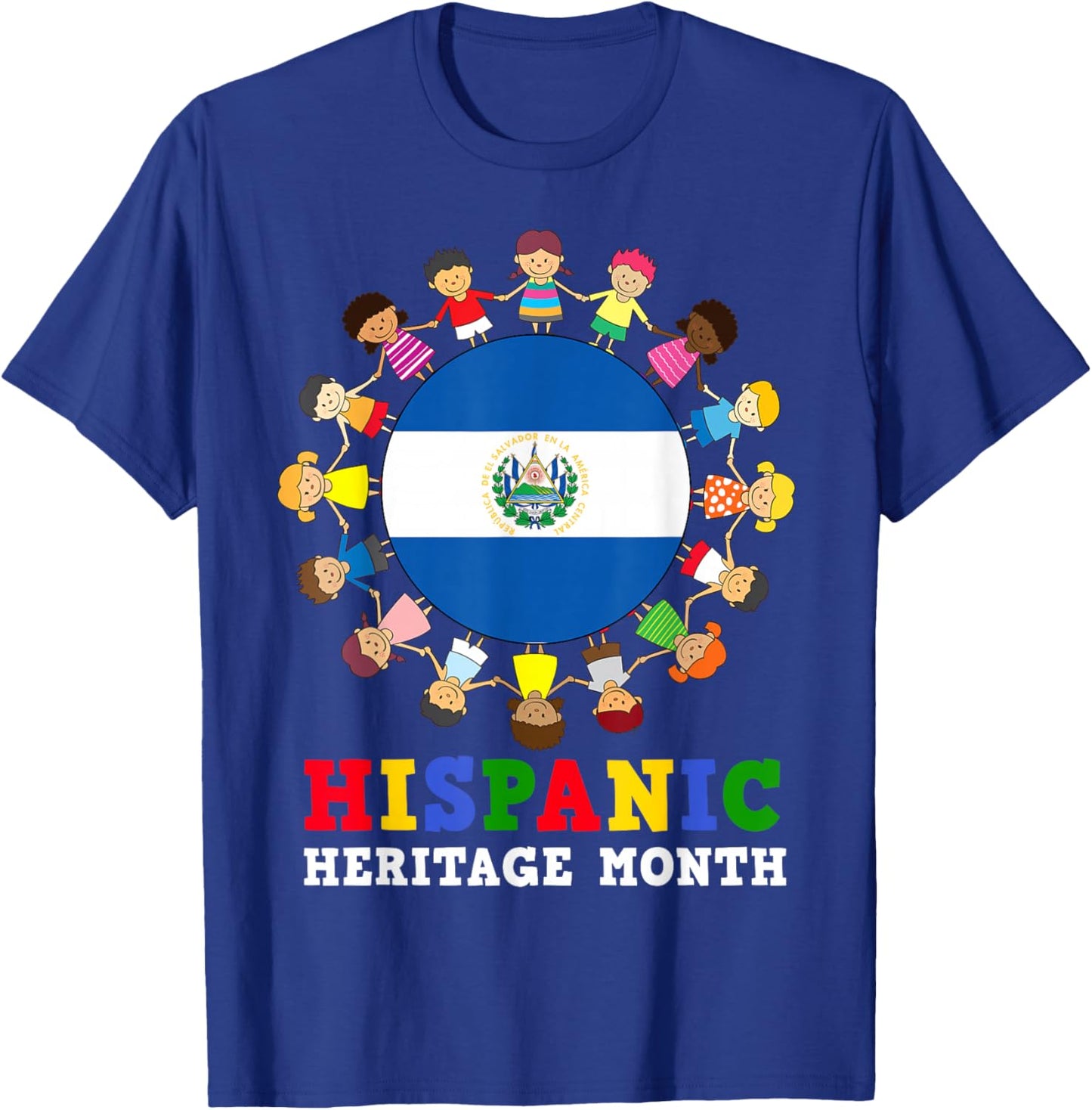 Salvadoran Flag Hispanic Heritage El Salvador Boy Girl Kids T-Shirt - T-Shirt | Royal