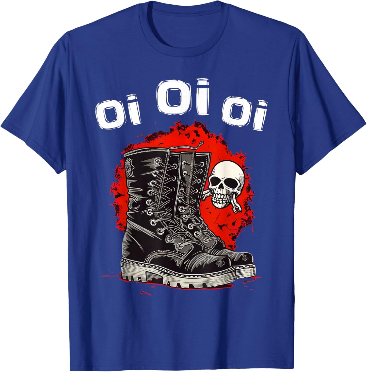 Oi Punk Music With Skinhead Combat Boots Punk Rock Oi T-Shirt - T-Shirt | Royal