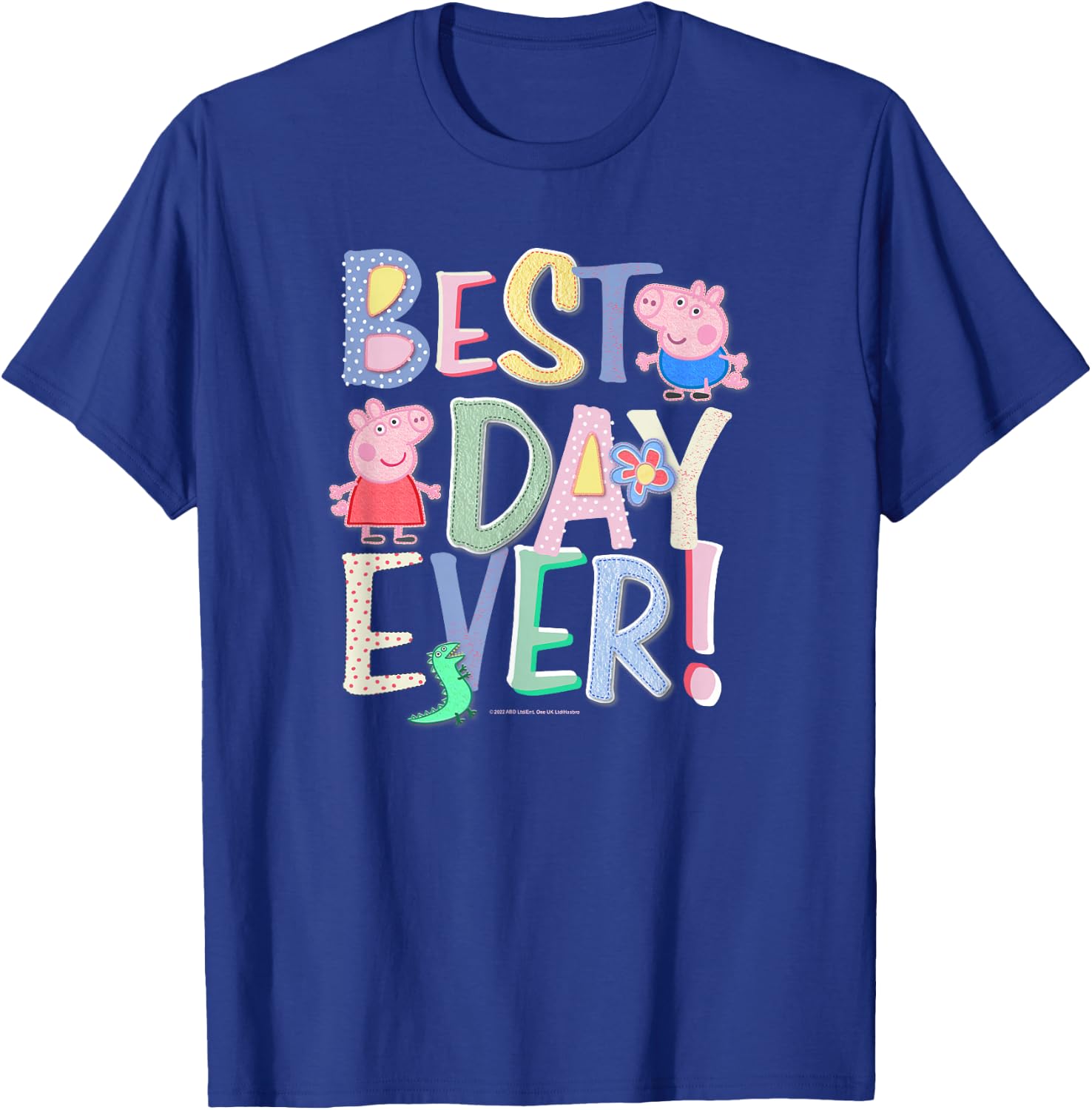 Peppa Pig Best Day Ever Colorful Font Patterns T-Shirt - T-Shirt | Royal