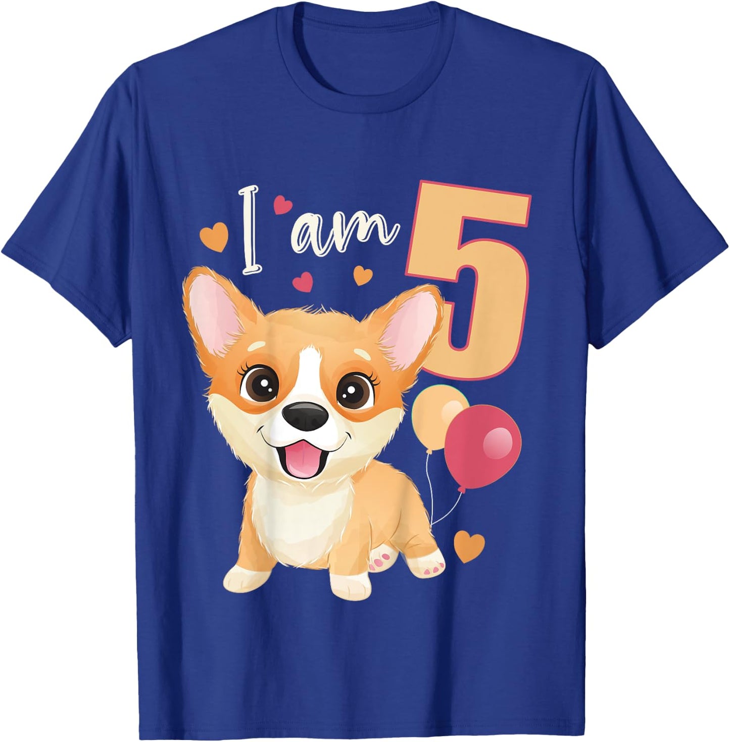 5 Years old 5 birthday outfit Boy girl Corgi Dog T-Shirt - T-Shirt | Royal