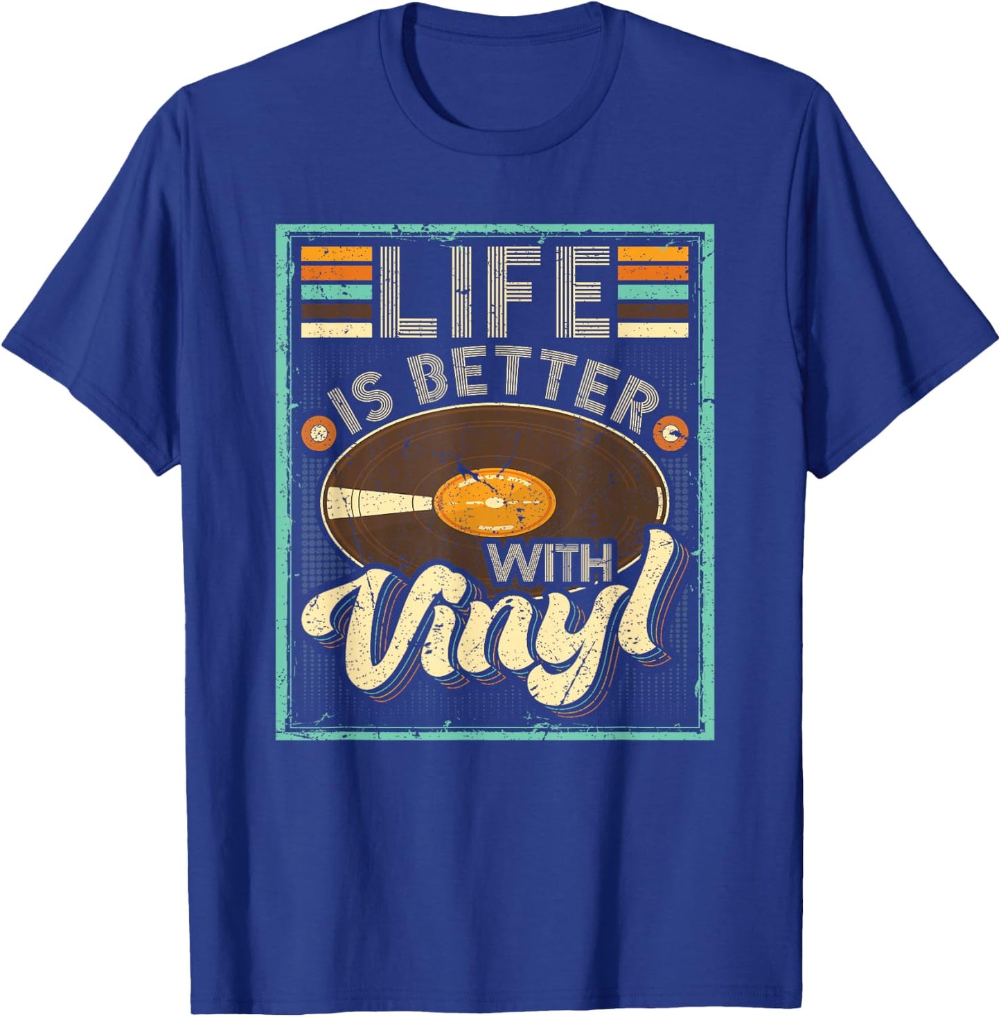 Life Is Better With Vinyl Retro Vinyl Record Album Lover T-Shirt - T-Shirt | Royal