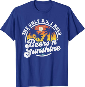 The Only BS I Need Is Beers and Sunshine Retro Beach Gift Women T-Shirt - T-Shirt | Royal