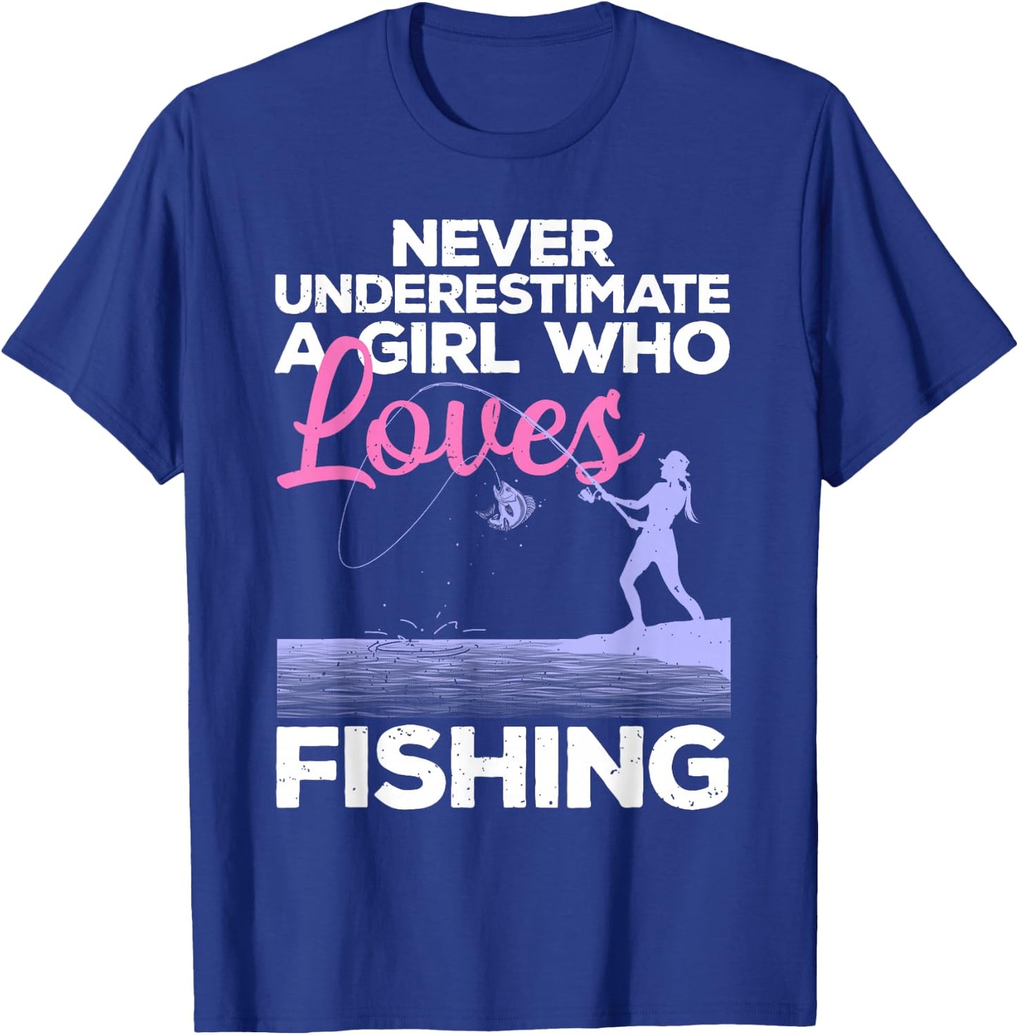 Cool Fishing Girls Fisherman Fish Lure Saltwater Small T-Shirt - T-Shirt | Royal