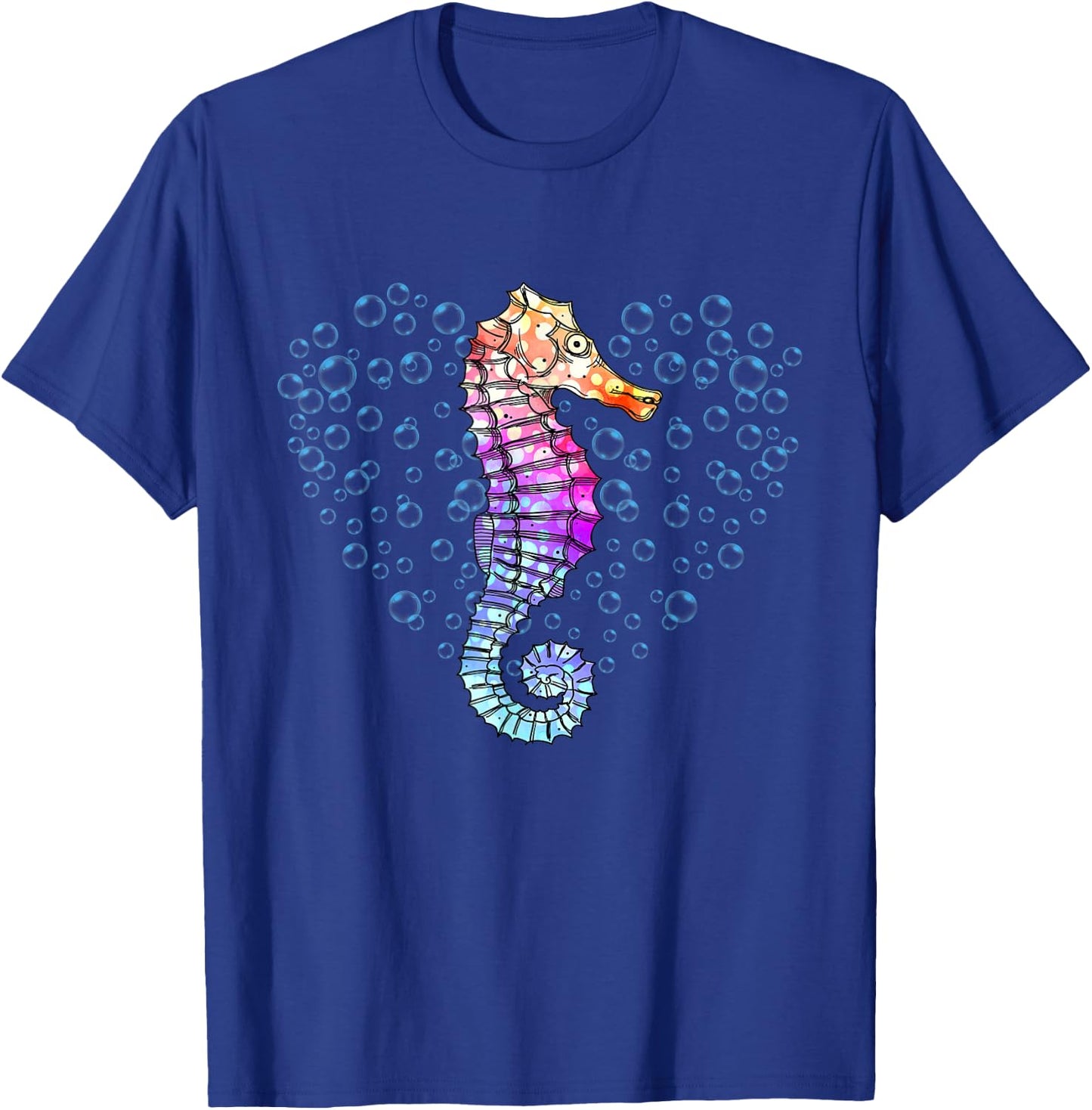Colorful Seahorse Art - Underwater Ocean Animal Lover T-Shirt - T-Shirt | Royal