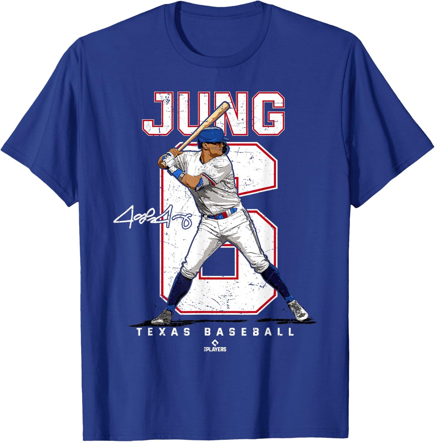 Number and Portrait Josh Jung Texas T-Shirt - T-Shirt | Royal