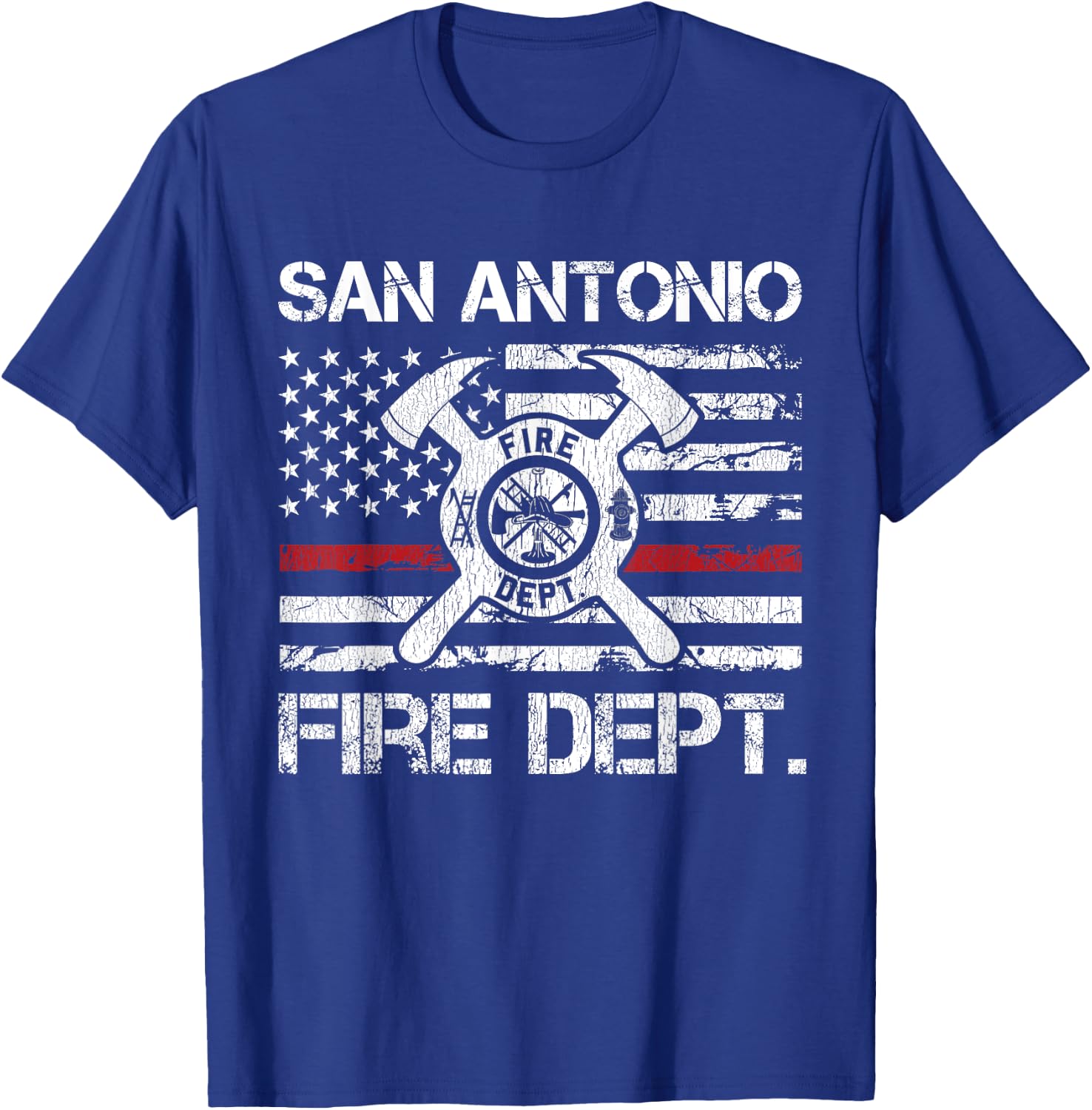 San Antonio Texas Fire Department Thin Red Line Fireman T-Shirt - T-Shirt | Royal