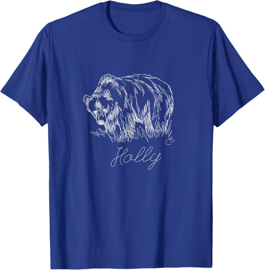 Holly Scribble Art fat brown grizzly fan beartober week 2023 T-Shirt - T-Shirt | Royal