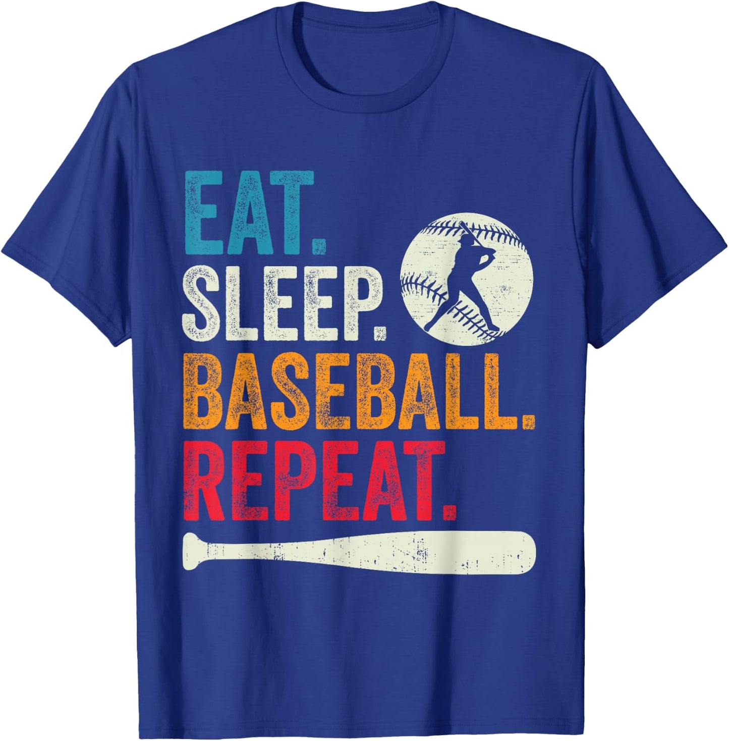 Eat Sleep Baseball Repeat Kids Baseball Player Boys Vintage T-Shirt - T-Shirt | Royal