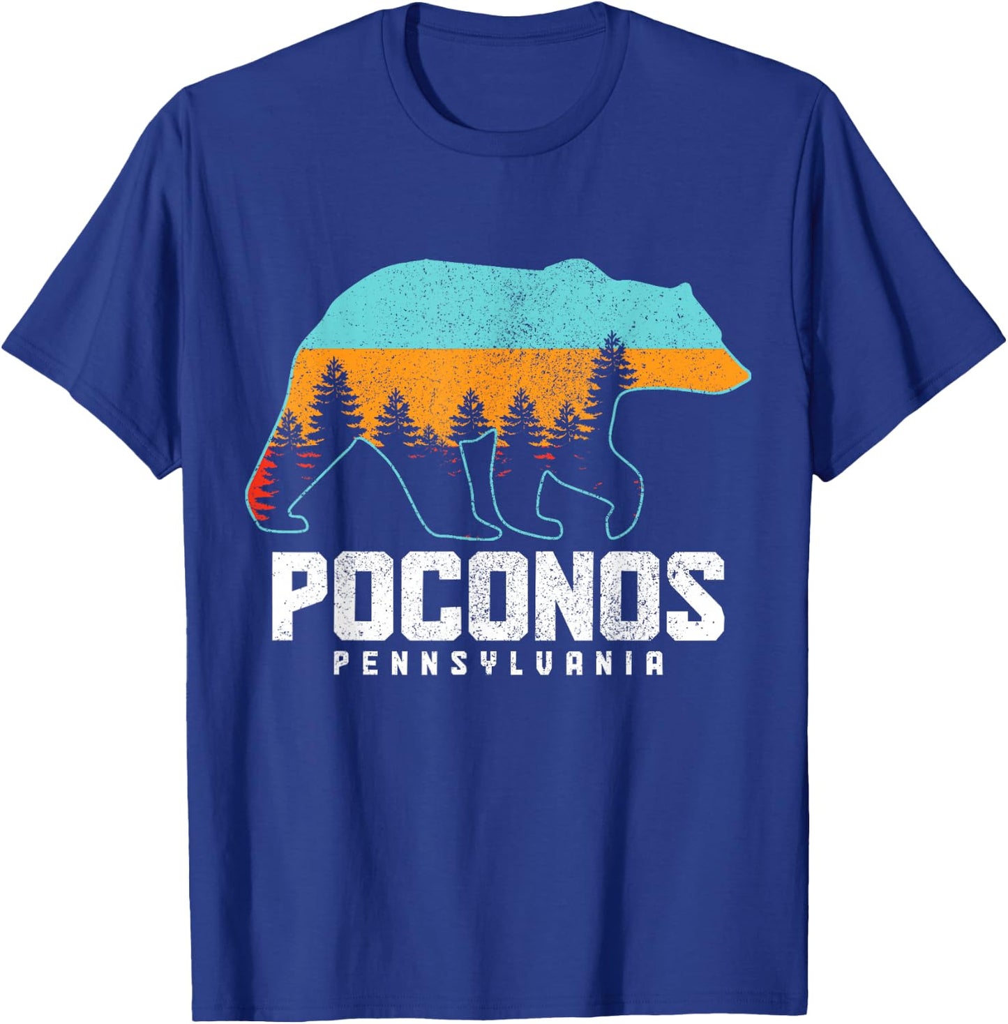 Poconos Pennsylvania Bear Hiking Vintage Pocono Mountains T-Shirt - T-Shirt | Royal