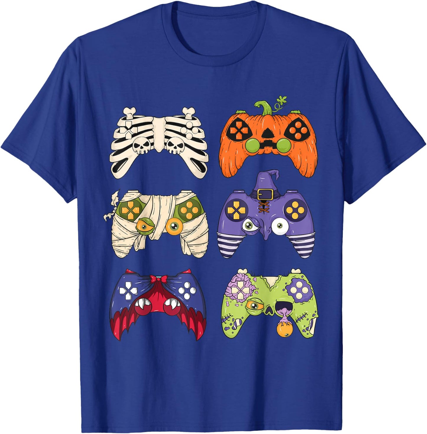 Halloween Skeleton Zombie Gaming Controller Mummy Boys gamer T-Shirt - T-Shirt | Royal