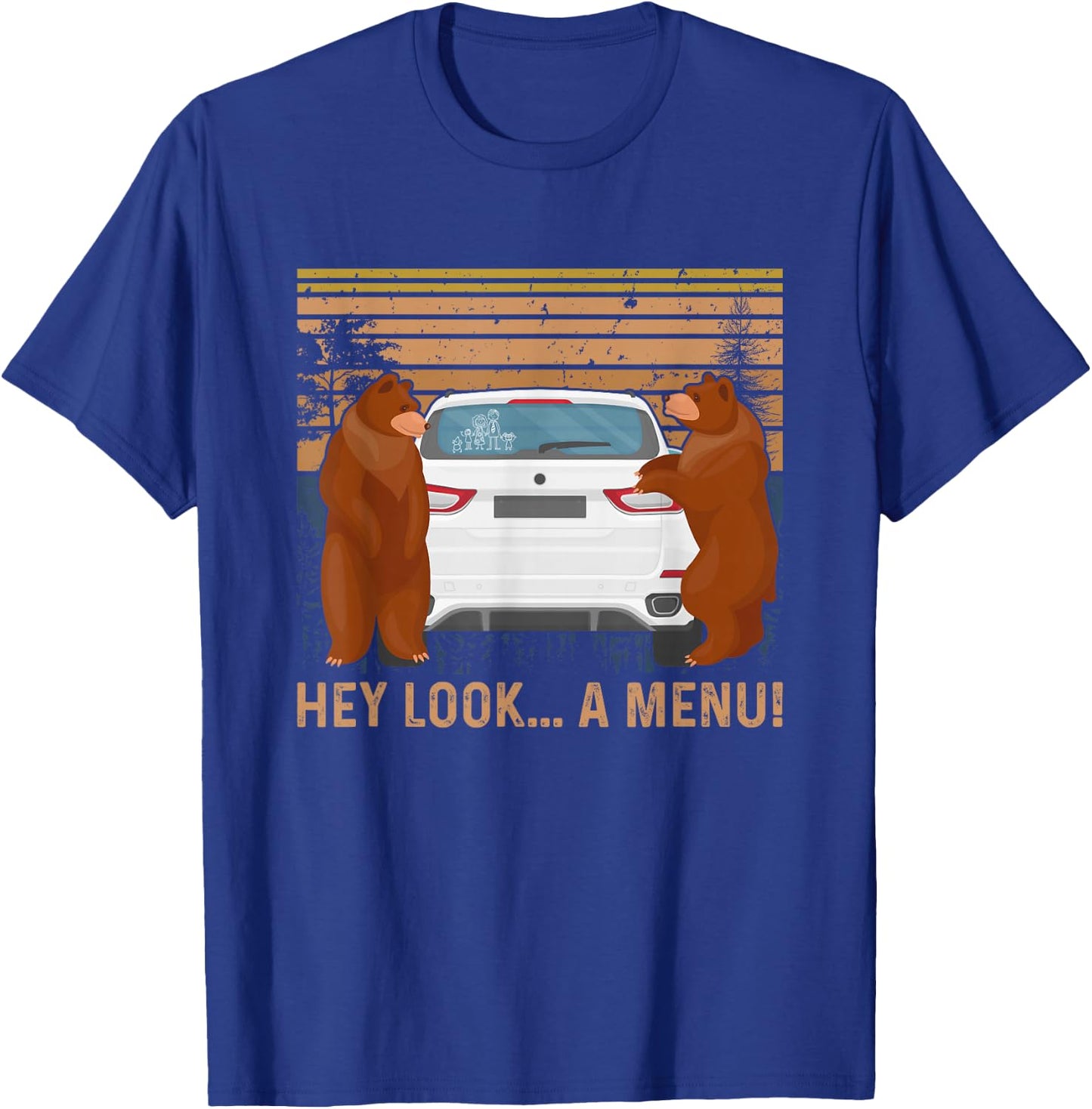 Hey Look A Menu Funny Camping Camper Vintage Bear T-Shirt - T-Shirt | Royal