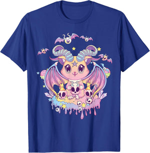 Pastel Goth Krampus Cat Cute Creepy Devil Cat and Skull T-Shirt - T-Shirt | Royal