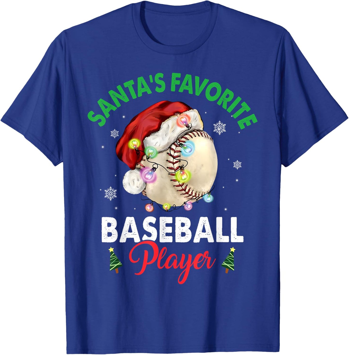 Santa's Favorite Baseball Player Christmas Pajama Men Women T-Shirt - T-Shirt | Royal