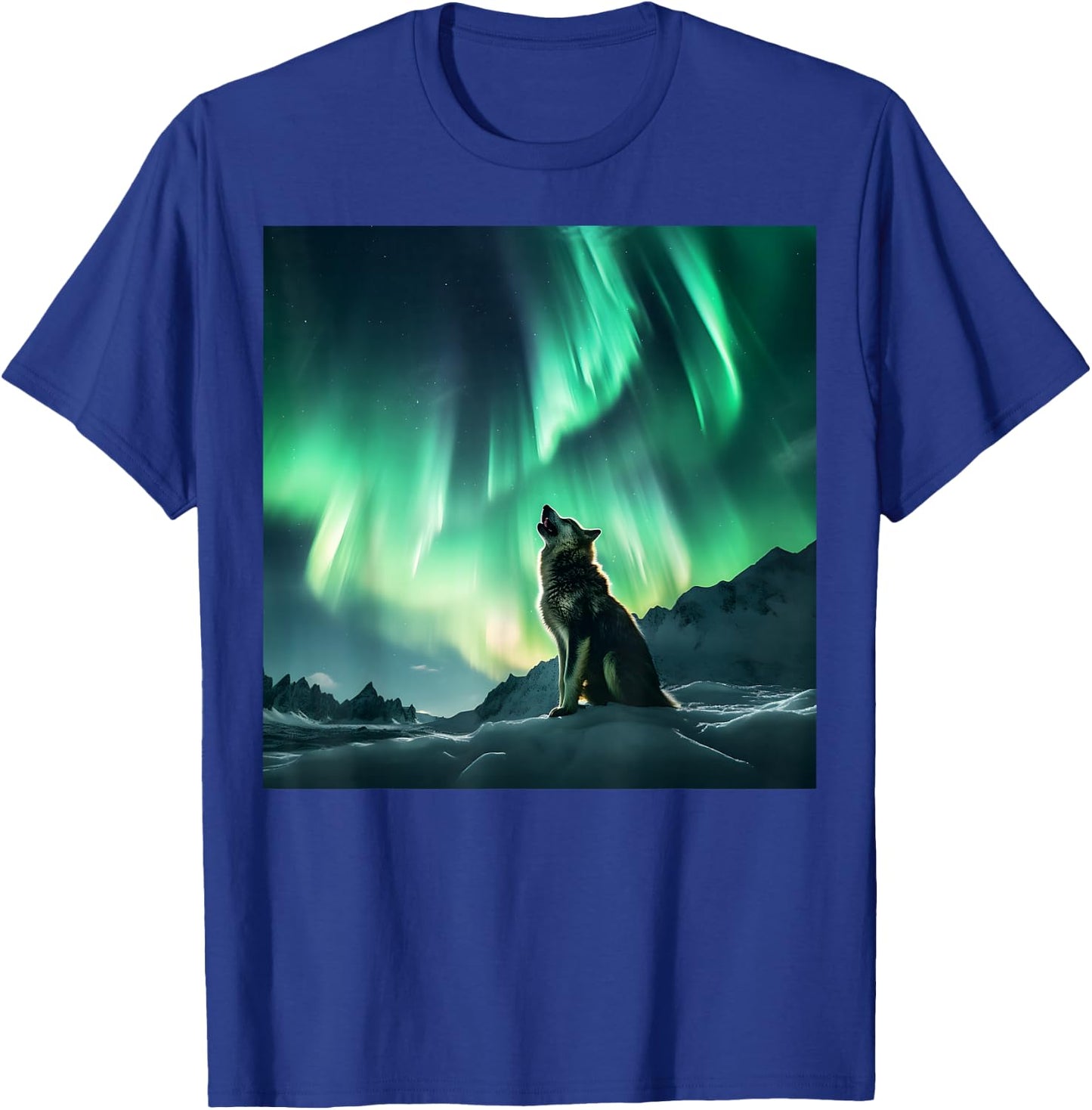 Alaska Aurora Borealis Howling Wolf Aesthetic Photo Souvenir T-Shirt - T-Shirt | Royal