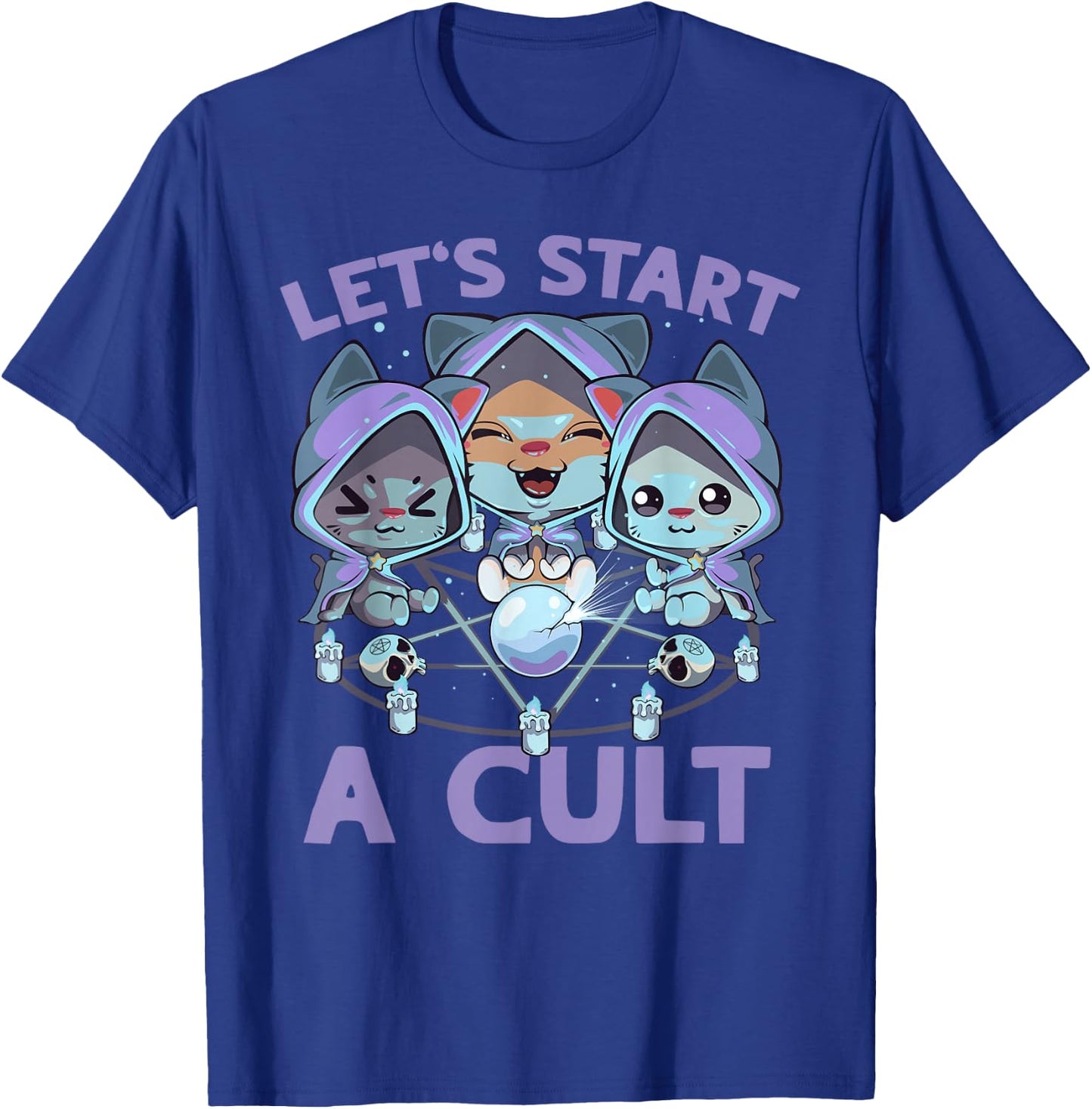 Pastel Goth Kawaii Occult Cats Summon Let's Start A Cult Cat T-Shirt - T-Shirt | Royal