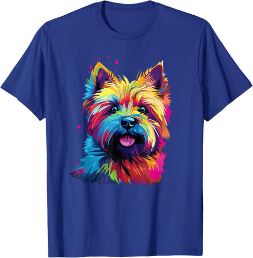 Retro Cairn Terrier Dog -Adults Multicolor Short Sleeve Small