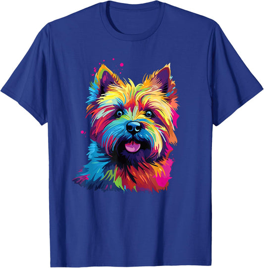 Retro Cairn Terrier Dog -Adults Multicolor Short Sleeve Small T-Shirt - T-Shirt | Royal