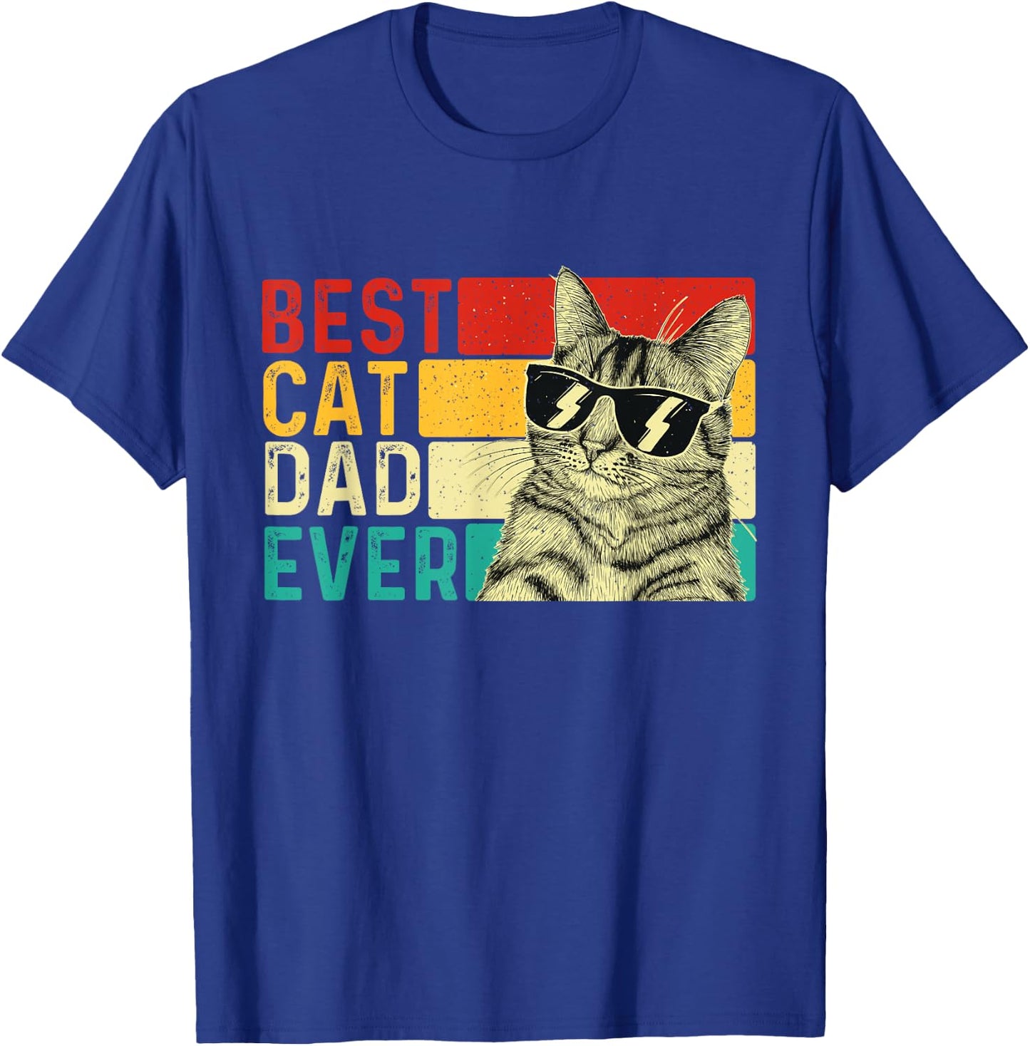 Best Cat Dad Ever - Retro Vintage Animal Pet Lover Kitten Men Women Kids T-Shirt - T-Shirt | Royal
