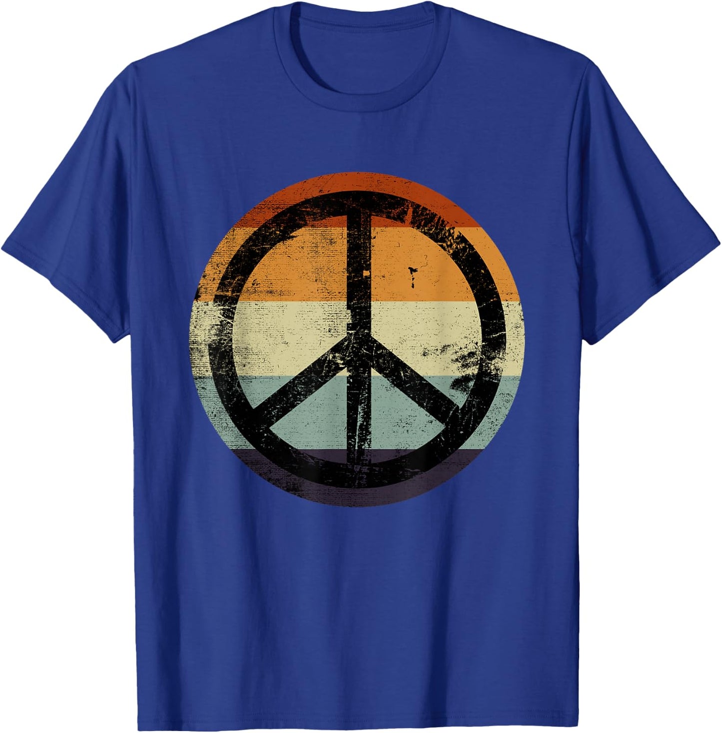 Retro Vintage Distressed Design Peace Sign T-Shirt - T-Shirt | Royal