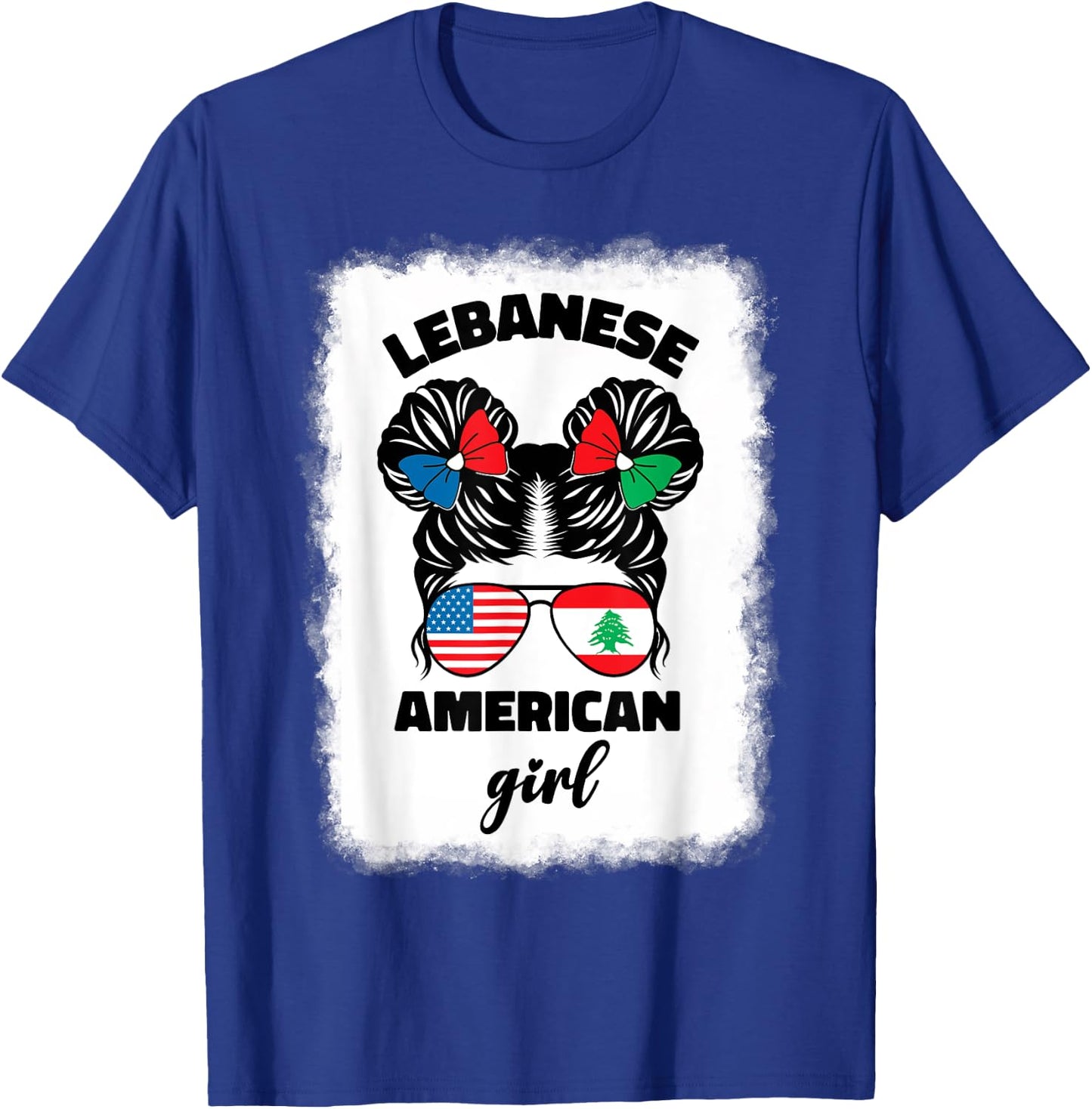 Funny Half American And Lebanese Lebanon Usa Flag Kids Girls T-Shirt - T-Shirt | Royal