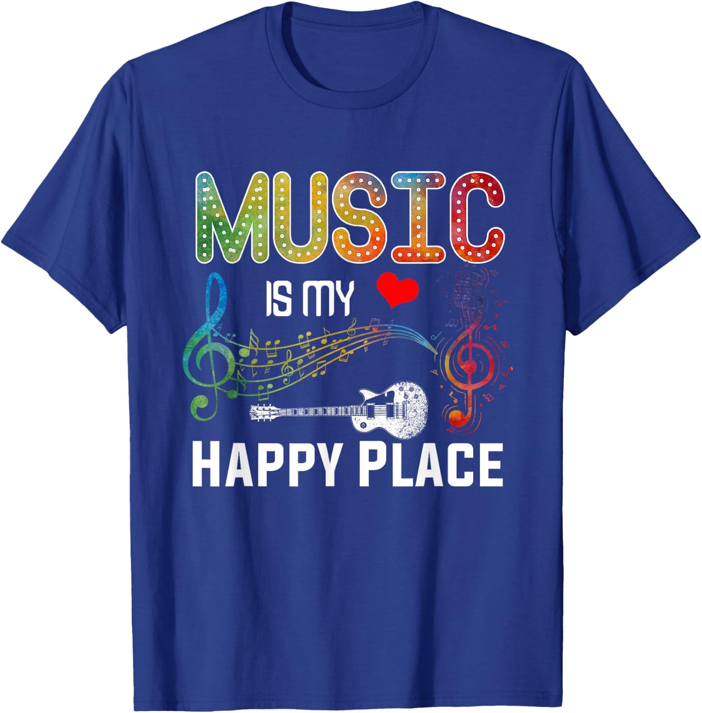 Music Is My Happy Place Inspiring Music Novelty T-Shirt - T-Shirt | Royal