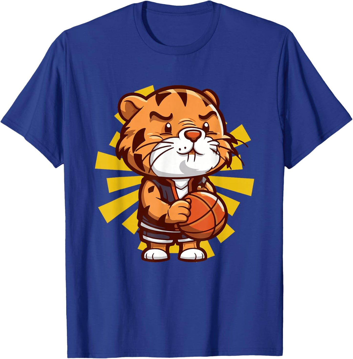 Tiger Basketball Player Ball Sports Jungle Animal T-Shirt - T-Shirt | Royal