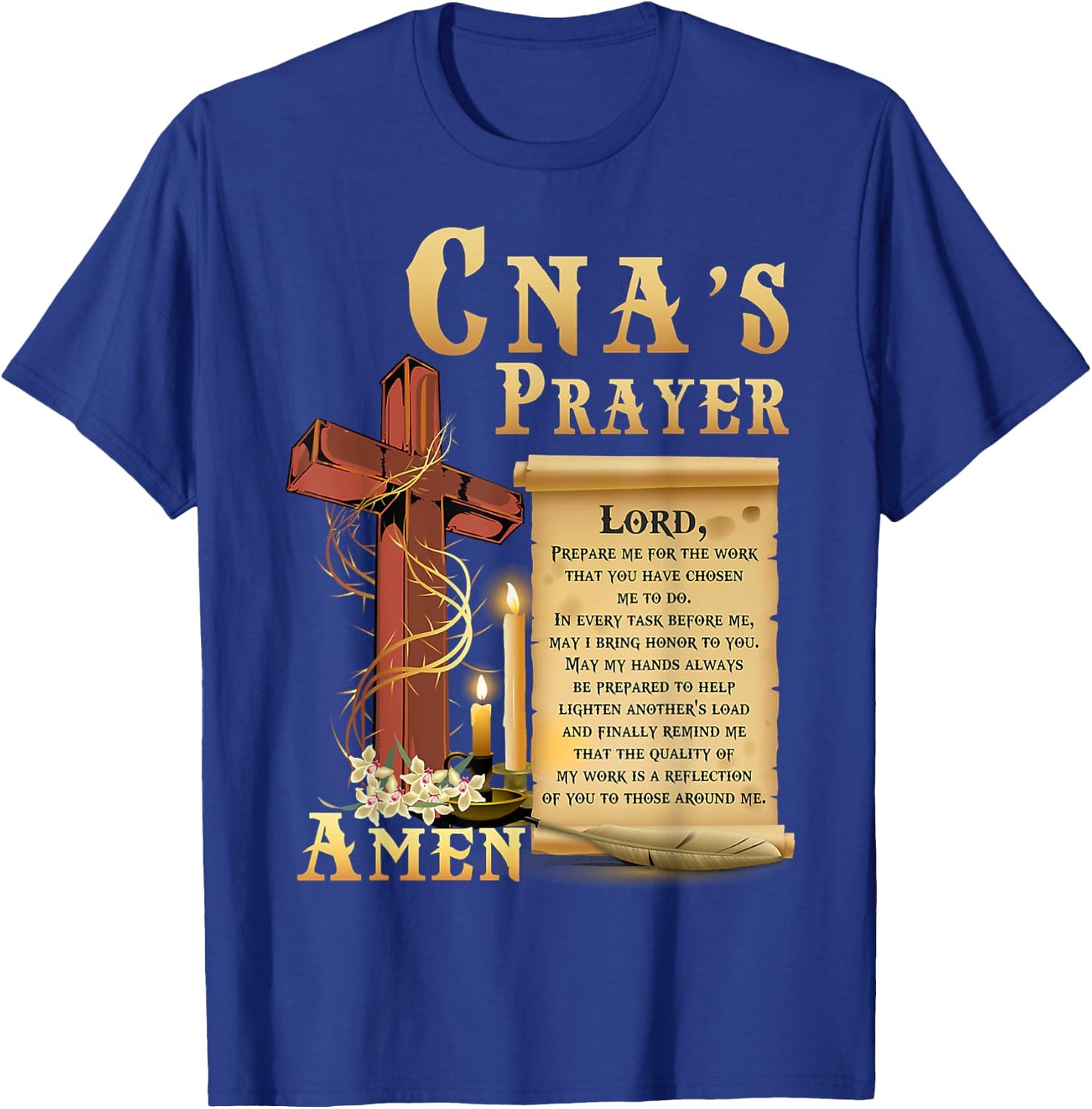 CNA Prayer Amen Certified Nursing Assistant Jesus Christian T-Shirt - T-Shirt | Royal
