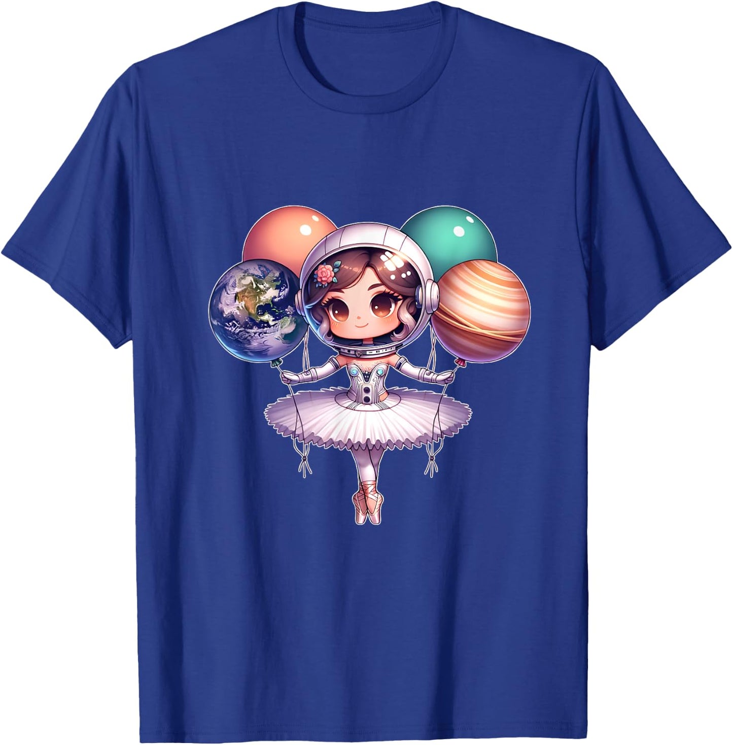 Cute ballerina girl space astronaut funny space ballons T-Shirt - T-Shirt | Royal