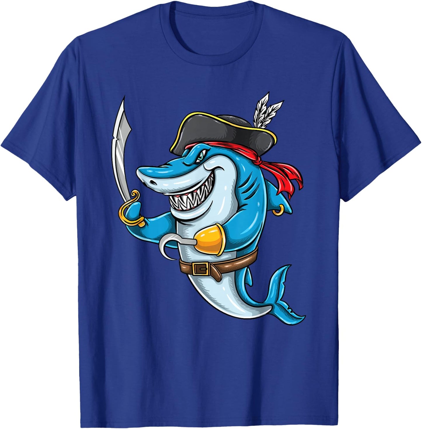 Pirate Shark Boys Halloween T-Shirt - T-Shirt | Royal