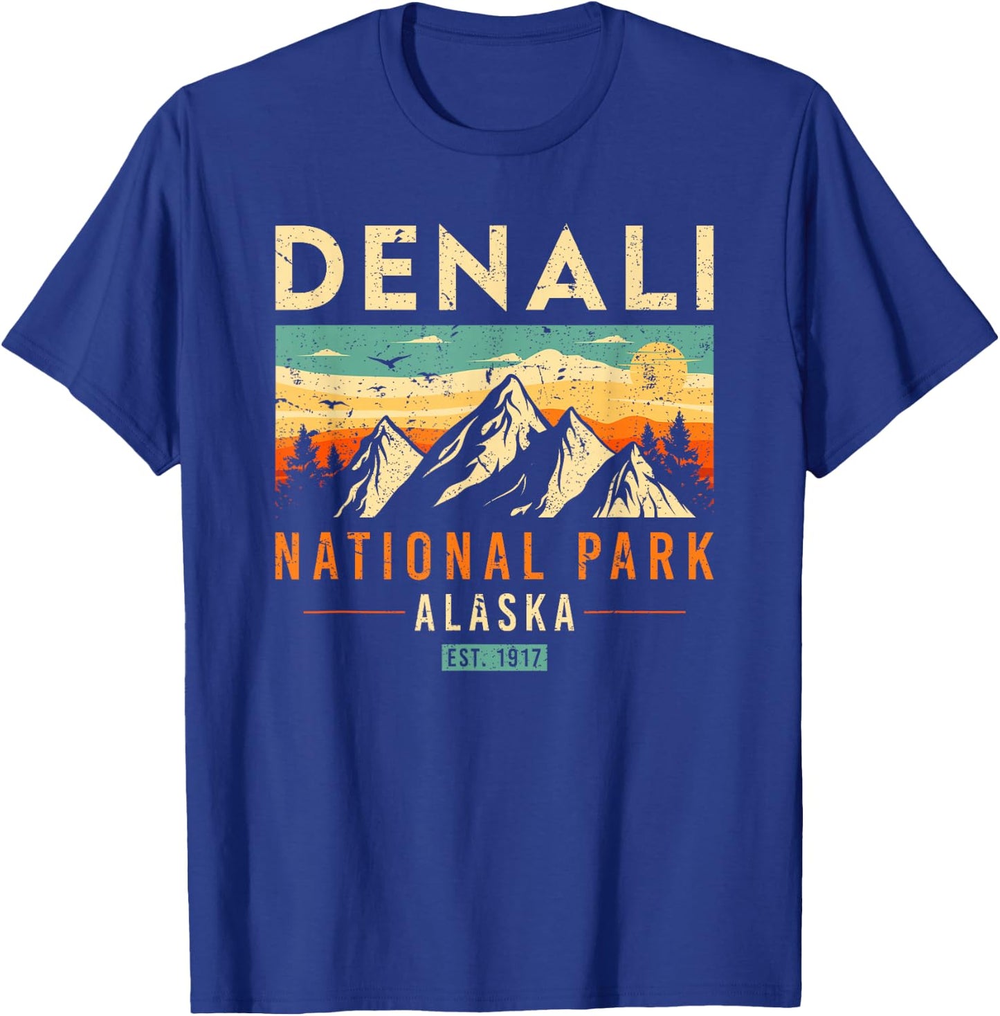 Denali Est. 1917 Vintage Retro Alaska National Park T-Shirt - T-Shirt | Royal