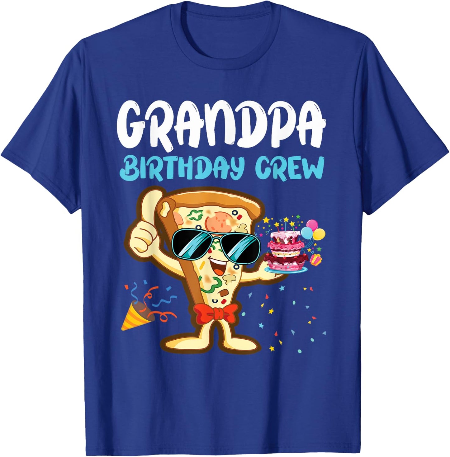 Grandpa Birthday Crew Pizza Lover Party Boys Kid Girls Theme T-Shirt - T-Shirt | Royal