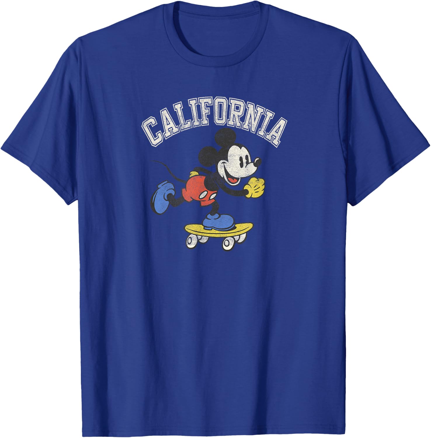 Disney Mickey Mouse On A Skateboard California Arch T-Shirt - T-Shirt | Royal