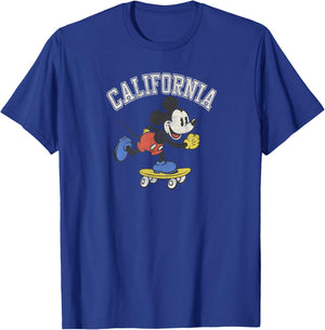 Disney Mickey Mouse On A Skateboard California Arch T-Shirt - T-Shirt | Royal