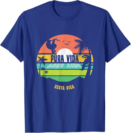 Costa Rica Pura Vida Tropical Sloth & Toucan Sunset Souvenir T-Shirt - T-Shirt | Royal