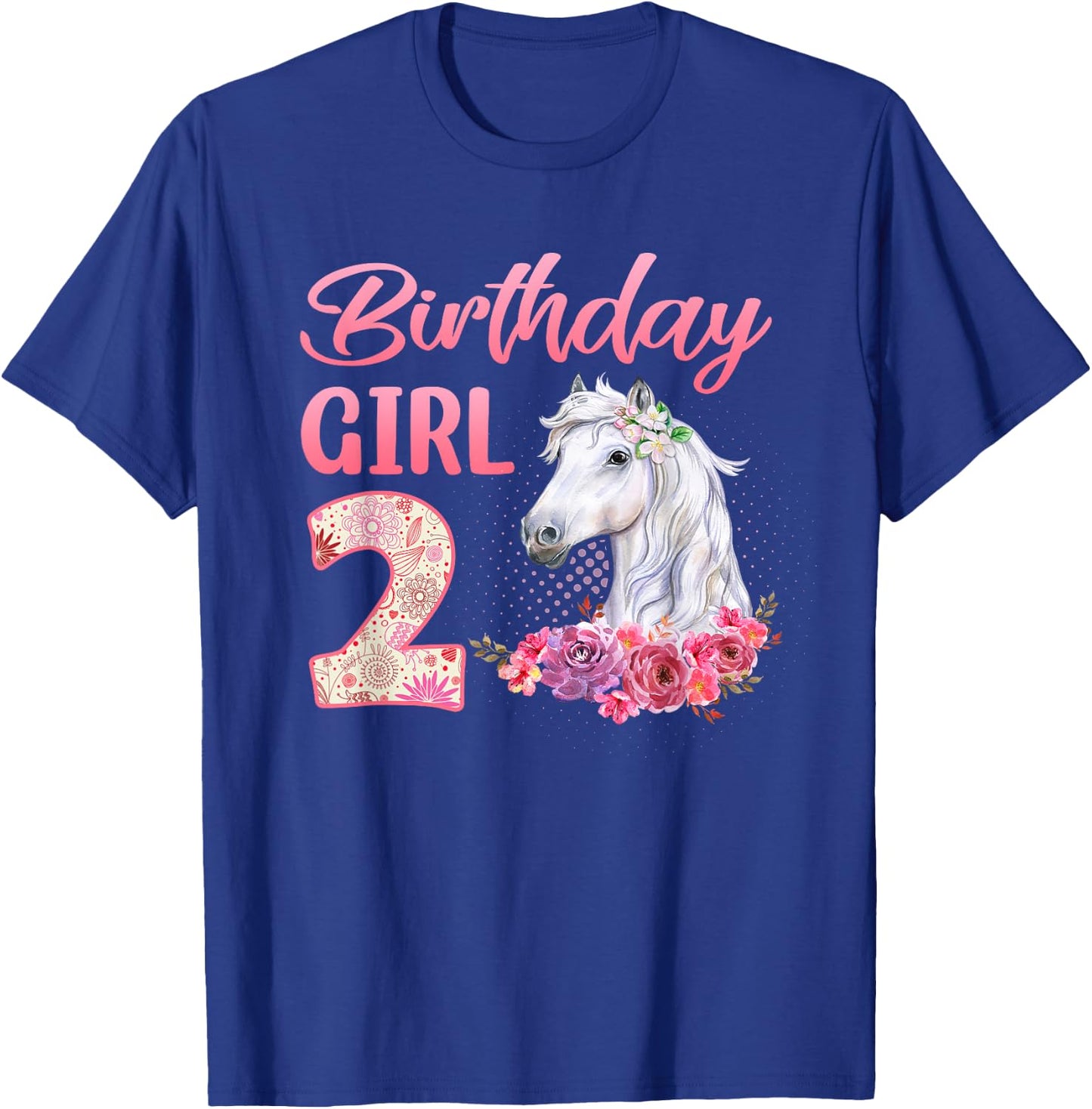 Horse Lovers 2nd Birthday Girl Cute 2 Year Old T-Shirt - T-Shirt | Royal