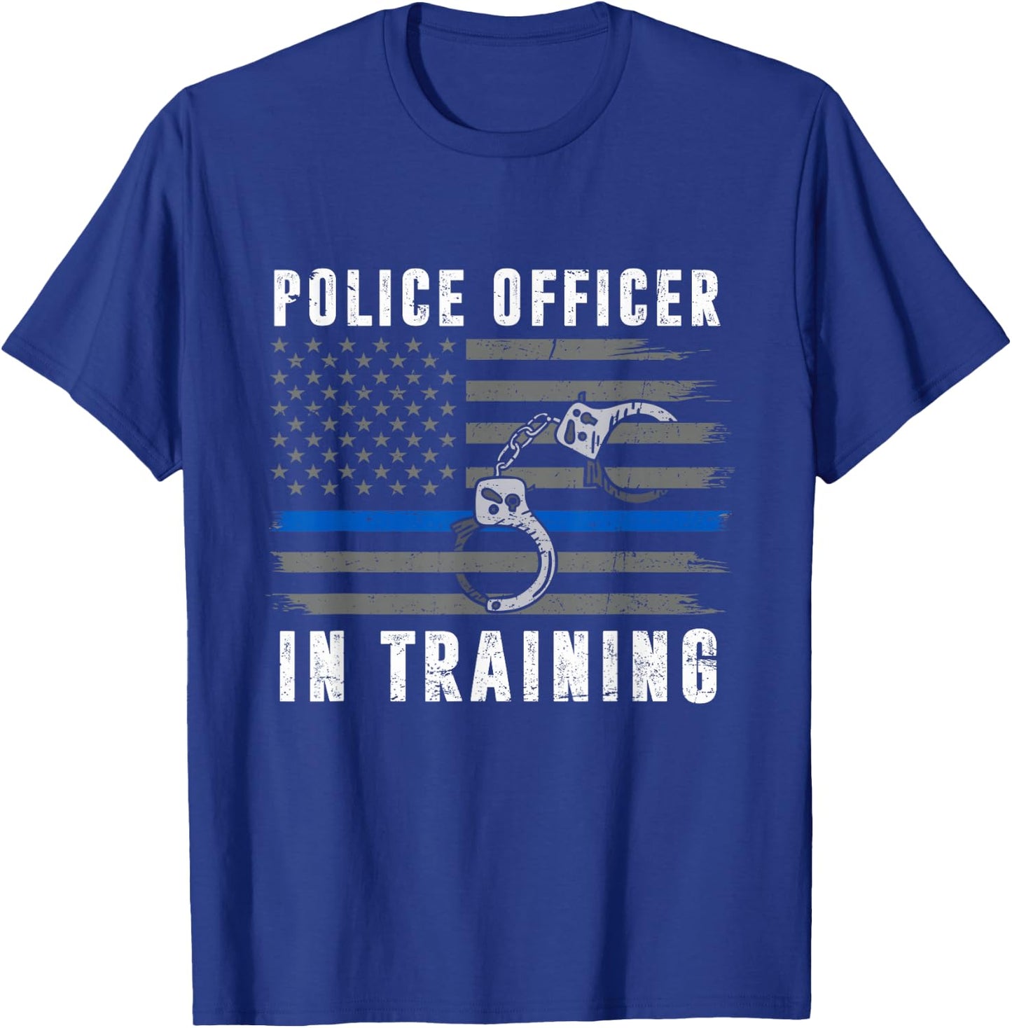 Police Officer In Training Thin Blue Line Flag American USA T-Shirt - T-Shirt | Royal
