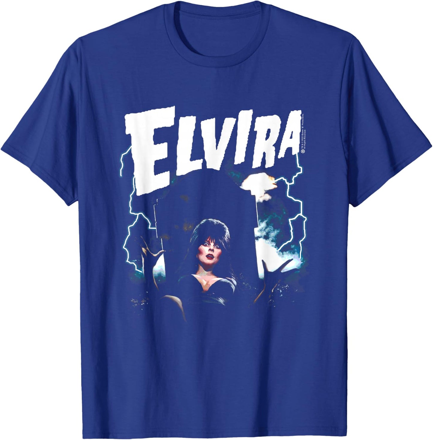 Elvira, Mistress of The Dark Grave and Lightning Small T-Shirt - T-Shirt | Royal