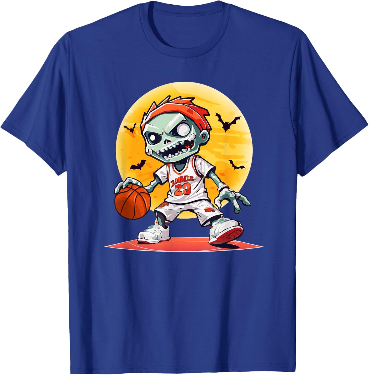 Basketball Zombie Scary Halloween Basketball T-Shirt - T-Shirt | Royal