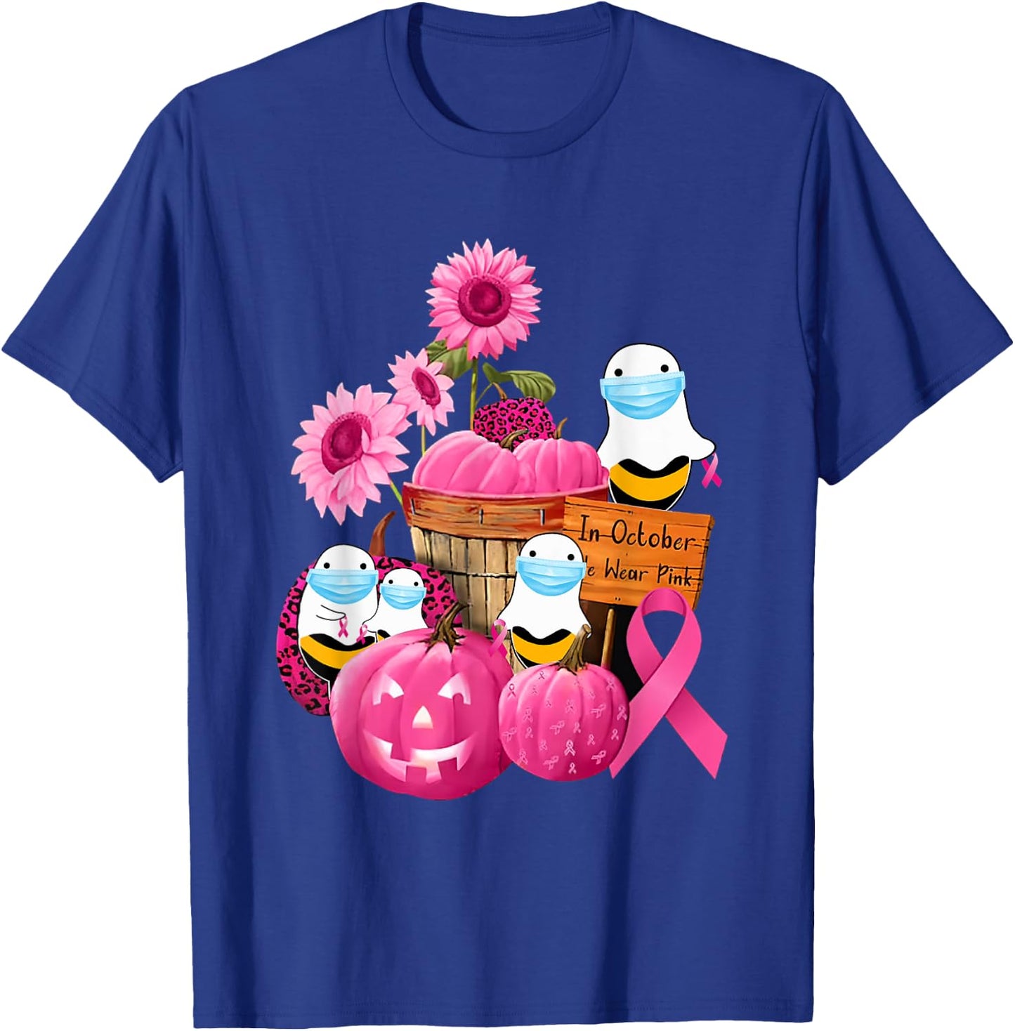 In October We Wear Pink Boo Bees Couples T-Shirt - T-Shirt | Royal