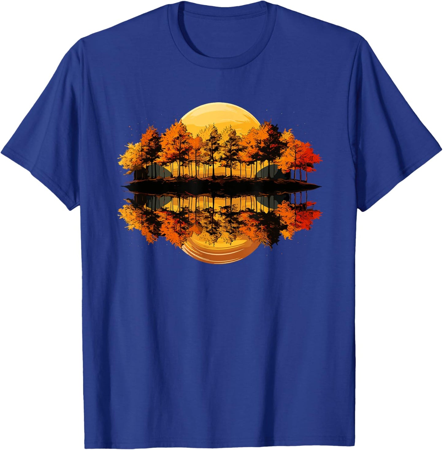 Nature Reflection Forest Trees Outdoor Wildlife T-Shirt - T-Shirt | Royal