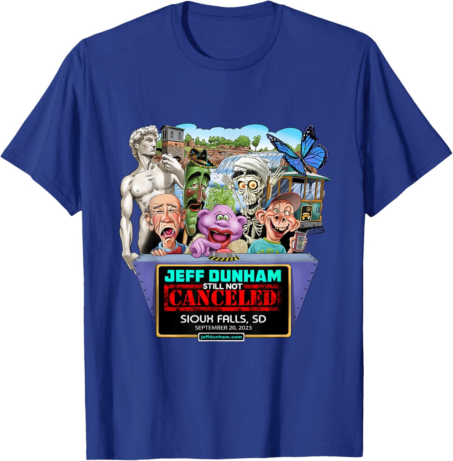 Jeff Dunham Sioux Falls, SD (2023) T-Shirt - T-Shirt | Royal