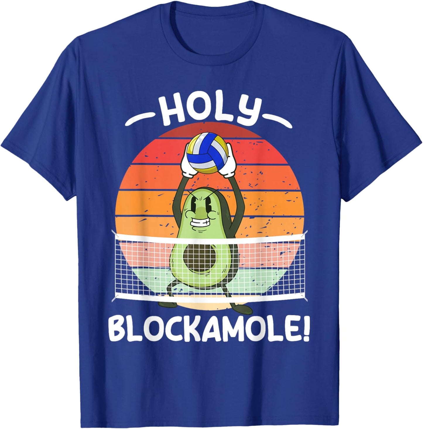 Holy Blockamole Volleyball Avocado Men Women Funny T-Shirt - T-Shirt | Royal