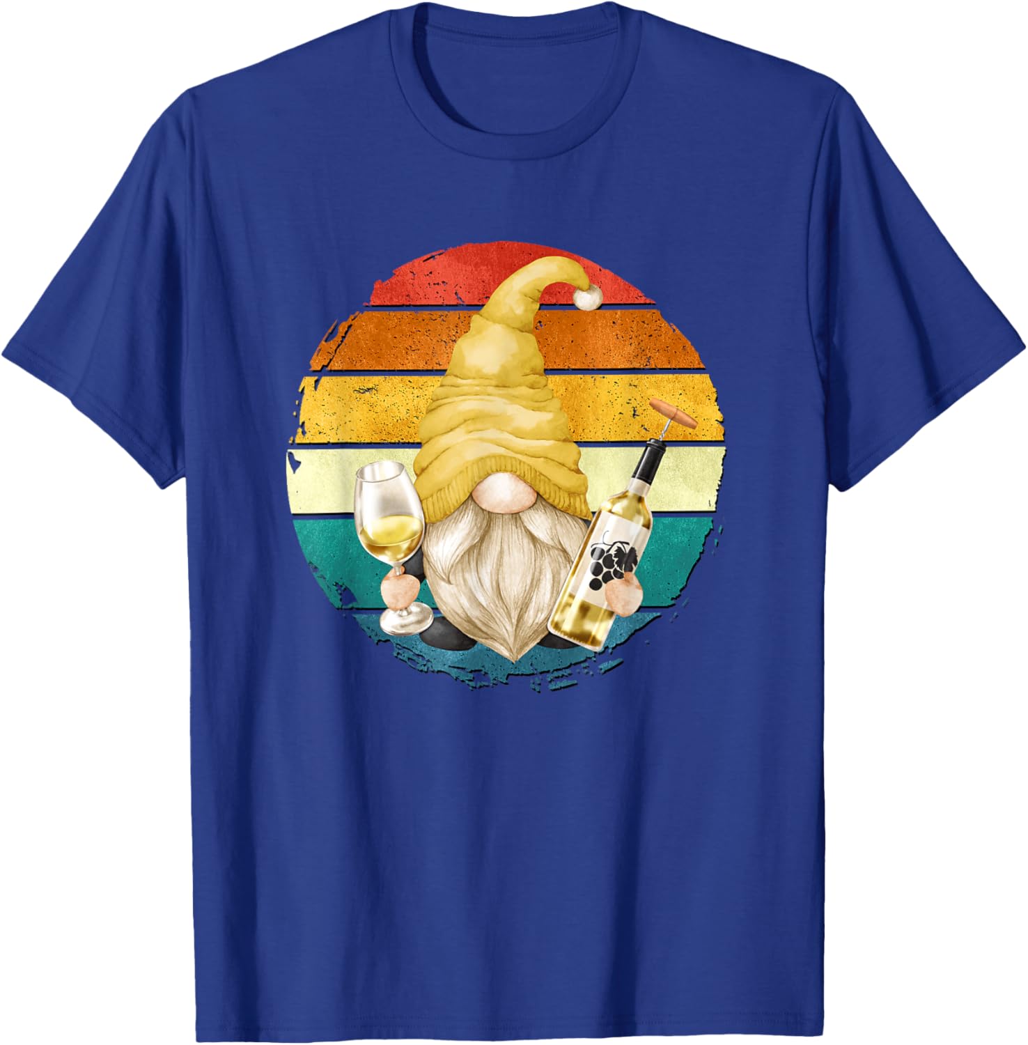 Vintage Wine Gnome Graphic For Just A Girl Who Loves Wine T-Shirt - T-Shirt | Royal