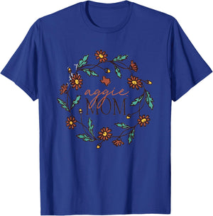 Aggie Mom Floral Circle T-Shirt - T-Shirt | Royal