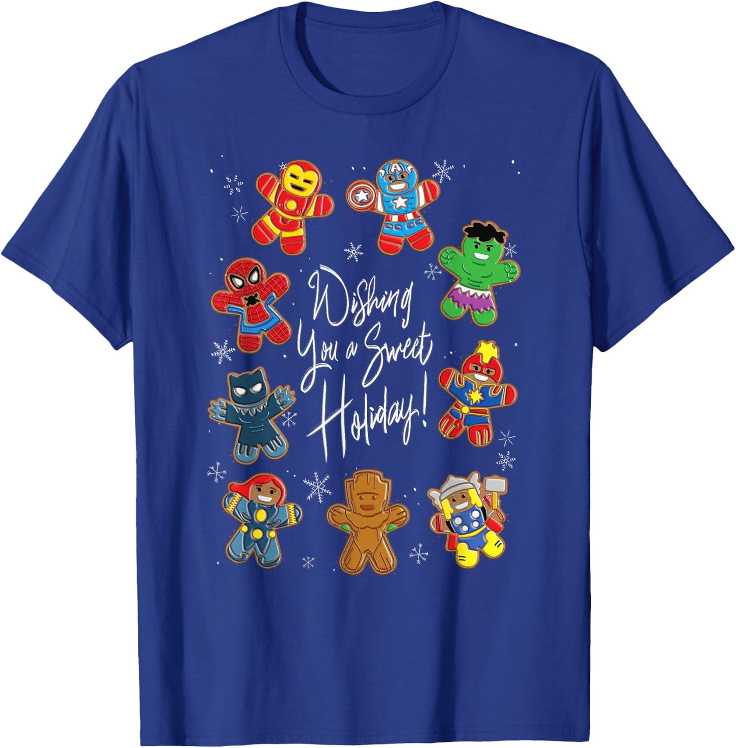 Marvel Avengers Christmas Gingerbread Wishing Sweet Holiday T-Shirt - T-Shirt | Royal